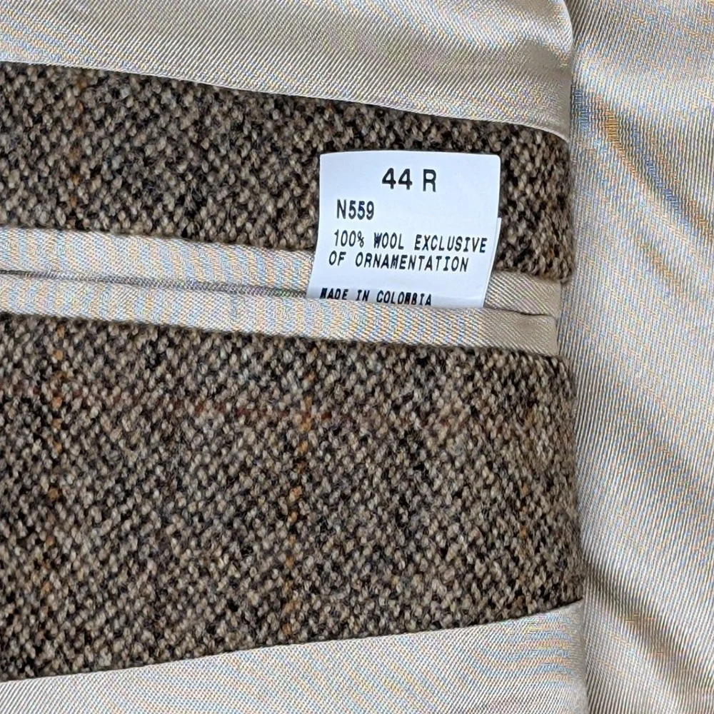 Nautica Options Wool Blazer Brown Herringbone Mens 44R Sport Coat‎ Jacket